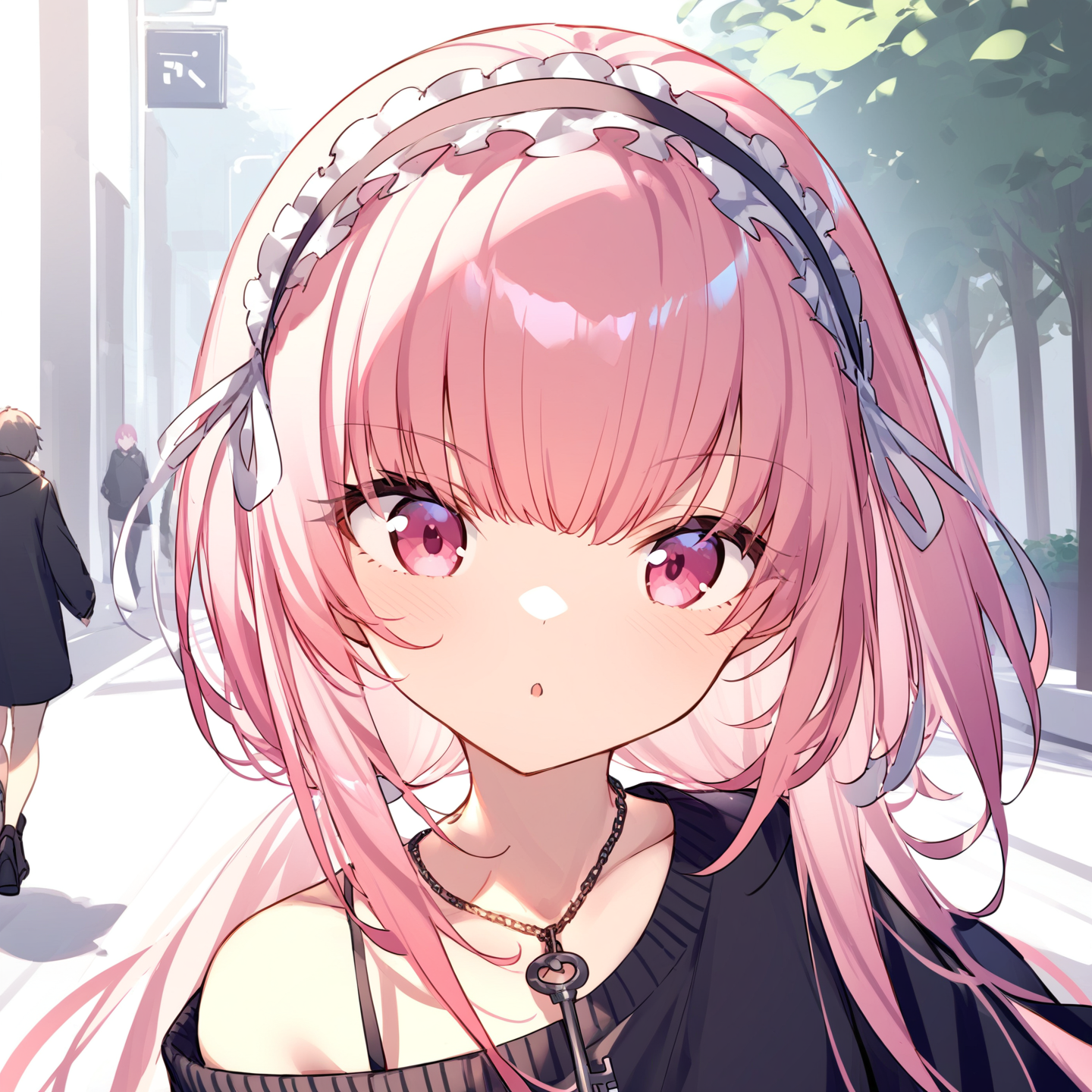 00070-3006480817-,1girl,full _lora_Perseus-10_1_  pink hair,key necklace,hairband,Walking down the street,Upper body close-up.png